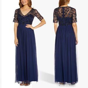 Papell Studio Embellished-Bodice Gown, Size 16-NWT